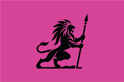 Modern Lion Warrior Business Logo for Sell animal logo black lion brand logo branding design design logo digital art lion lion logo lion warrior logo logos modern logo personal logo sell logo spear vector lion vector logo warrior logo