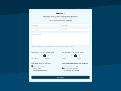 Feedback form branding button cta design exploration feedback form figma input fields numbers product design ratings recommendation satisfaction send feedback suggestions ui ux web web design