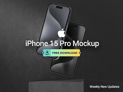 Free - Apple iPhone 15 Pro Mockup 15 pro mockup 3d download free graphic design graphic mockup iphone 15 pro iphone mockup mockup