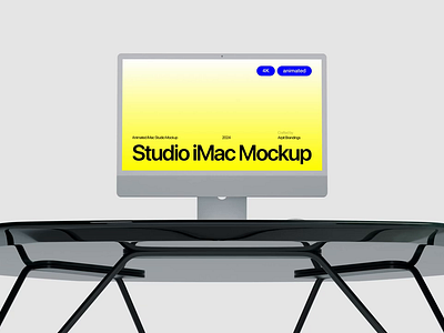 Animated iMac Studio Mockup 3d animation brand identity i mac imac imac animated mockup imac mockup mockup mockups presentations professional studio mockups ui