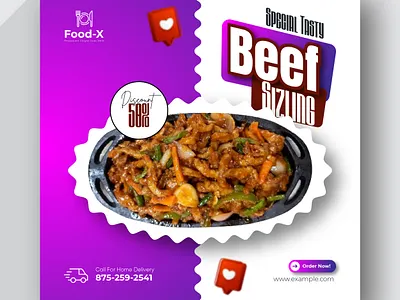 Fast-food restaurant menu and burger social media banner cheese logo