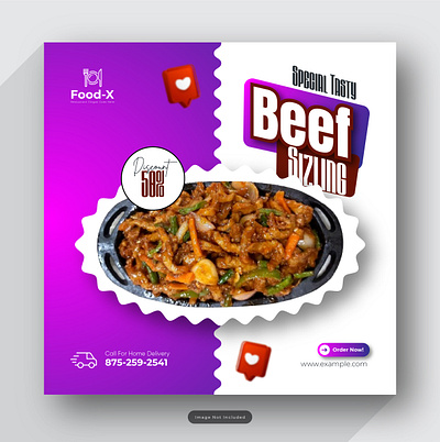 Fast-food restaurant menu and burger social media banner cheese logo