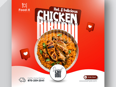 Chicken and rice Asian food, social media template cheese logo