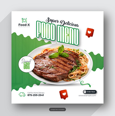 Delicious Food Menu social media post template food promotion