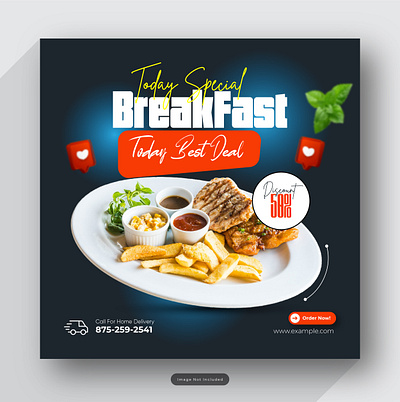 Delicious Food Menu social media post template cheese logo