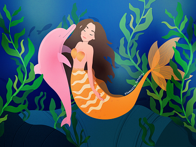 The dolphin's song - Mermaid illustration adobe illustrator artist fantasy illustration graphic design illustration mermaid vector art vector artist