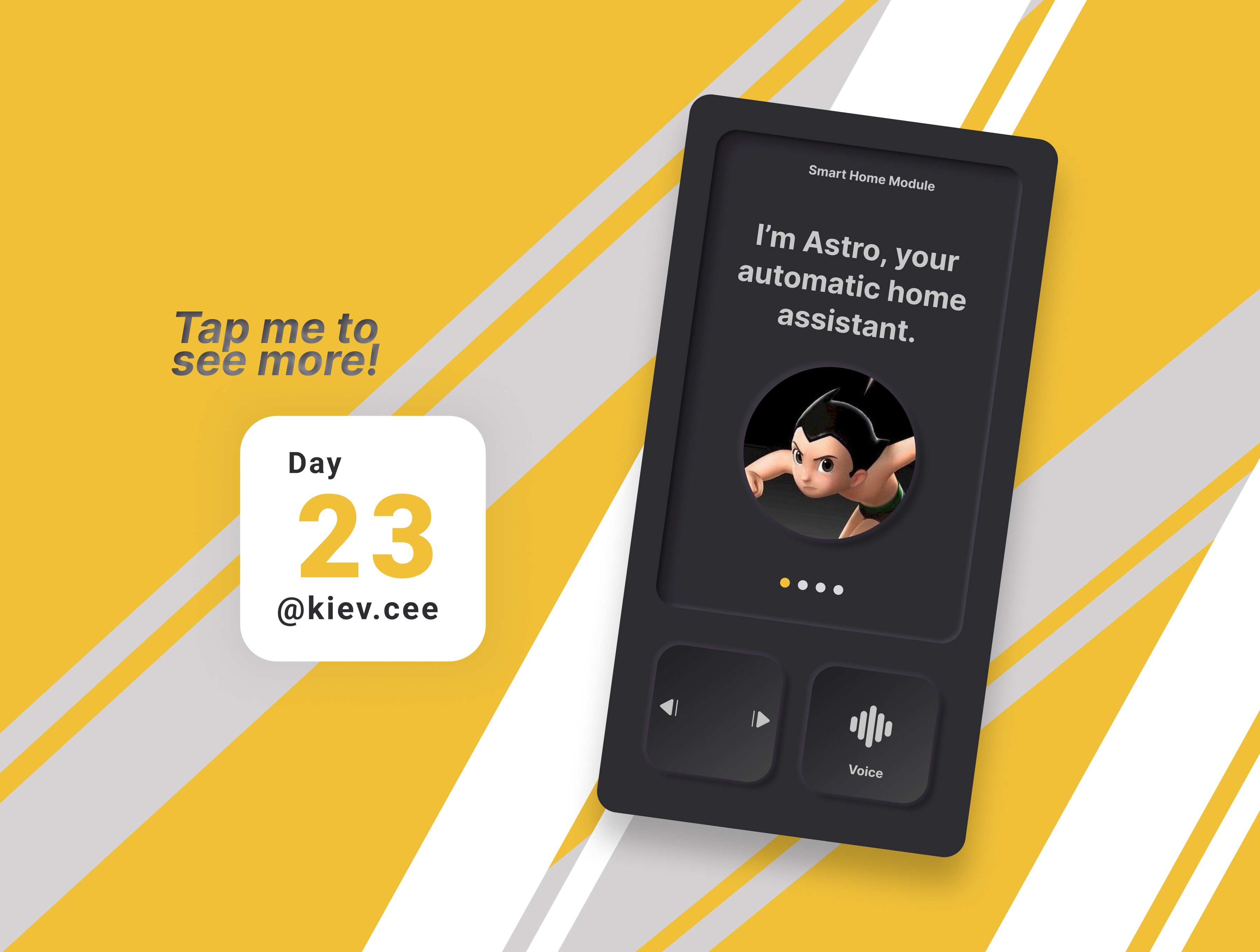 Day 23 UI Challenge: Onboarding app assistant daily challenge electric home home monitor information module neumorphism onboarding search smart home tablet ui ui design white yellow