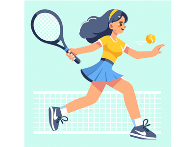 Wimbledon Championship with People Playing Tennis Illustration athlete ball cartoon championship competition court england event game girl london outdoor people play player sport tennis tournament trophy wimbledon