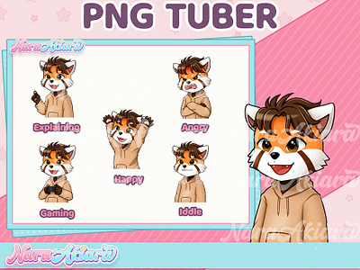 Express Your Uniqueness with Our PNG Tuber Red Panda Boy animeart characterdesign customcharacter live2dmodel pngtuber streamers twitchstreamer virtualavatar vtuberavatar