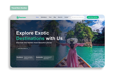 Travel Website Hero Section figma tour travel travel agency travel hero section travel website ui user interface website hero section world discover