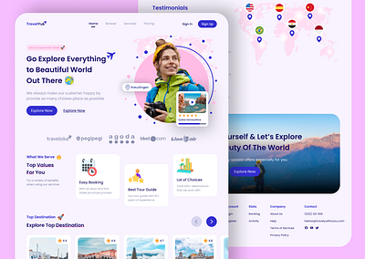 Travel Website For Explore World creativedesign designinspiration figma travel travelagency traveldesign travelinspiration travelplatform travelwebsite webdesign webdevelopment