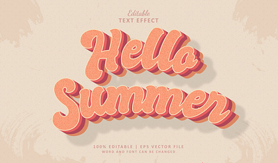 Text Effect Hello Summer 3d branding logo text effect tropical