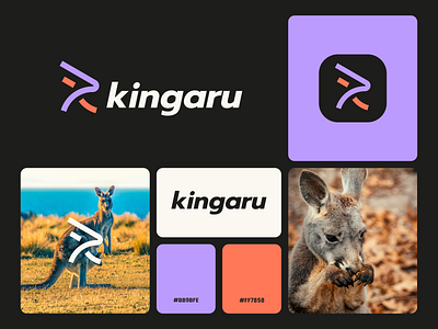 Kingaru app branding combination design dualmeaning graphic design illustration kangaroo logo logodesign logodesigns logomark minimalist