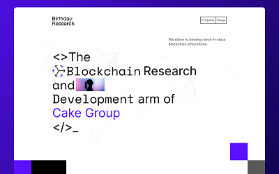 Birthday Research Website blockchain brutalist corporate crypto landing page square web3 website white