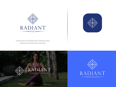 Radiant yoga fitness logo. Meditation logo design. bright fitness graphic design health illustration light logo design meditation radiant therapy yoga yogation