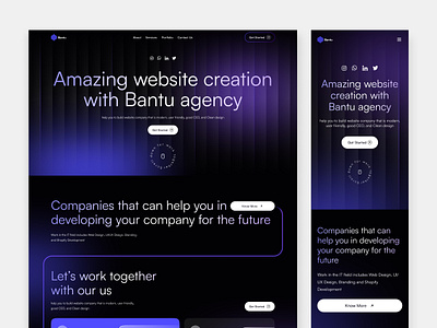 Bantu Agency - Company Profile agency app clean company company profile corporate design landing landing page modern page profile ui uidesign ux website mobile