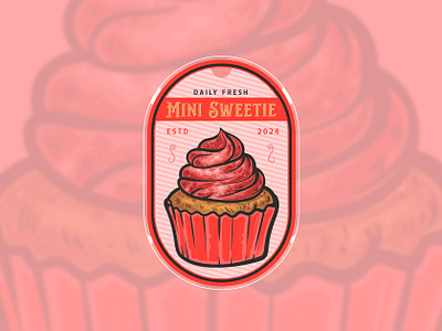 Mini Sweetie Cupcake Hand Drawn Vintage Logo Design. badge design badge logo badges branding cupcake design dessert graphic design ice cream illustration logo logos vector vintage logo