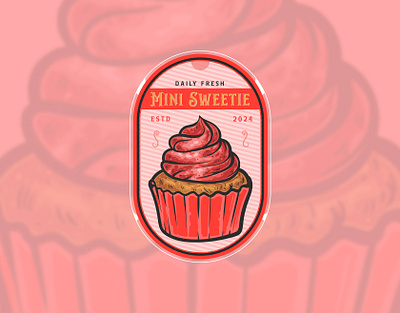 Mini Sweetie Cupcake Hand Drawn Vintage Logo Design. badge design badge logo badges branding cupcake design dessert graphic design ice cream illustration logo logos vector vintage logo