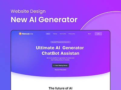AI generator website UI design ai generator ai website application creativity design homepage landing page mockup ui ux web ui