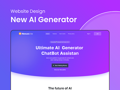 AI generator website UI design ai generator ai website application creativity cretaive cretaive ui design homepage hot trending hot ui hot webpage landing page latest ui minimal mockup ui ux web ui