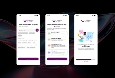 Ulogy: The AI Powered Learning Assistant ai artificial intelligence edtech figma mobile app onboarding screen product design ui uiux