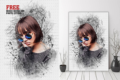 Free Watercolor Mixed Media Art Photo Effect branding design effect free freefile illustration ink art modern photo effect photoshop photoshop action ui