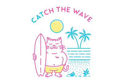 Catch the Wave kitten kitty pet sport surfboard waves