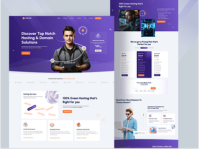 Web Hosting Service Landing page cloud service hosting landing page hosting website hostinger design landing page purple server ui design uiuxdesign website white space