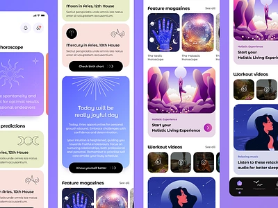 Horoscope app appdesign astrology branding challenge color dailychallenge design horoscope illustration interaction typography ui ui design userexperience design userinterfacedesign ux uxui visual design