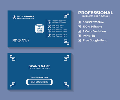 Blue Color Business Card with Elegant Style. blue color business business card design card contact corporate creative design design elegant flat design graphic graphic design modern outstanding personal professional smart stationary technology visiting card