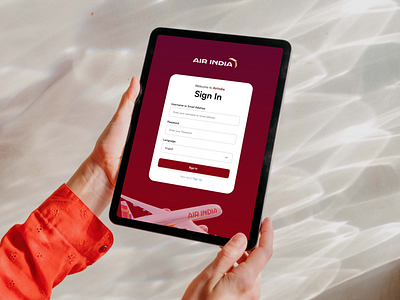 Air India Login Page Concept | In Flight Services flight inflightservices