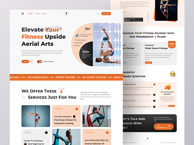 Upside Aerial Arts & Fitness Landing page for Website aerial landing page aerial website creative design landing page modern sport sport landing page sport website uiux website