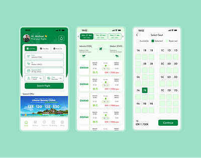 Redesign - Citilink Booking App binar academy booking app citilink indonesia green redesign citilink indonesia ui mobile uiux design