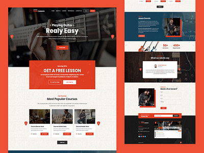 Guitar Lessons Website UI/UX guitar le learn guitar music website ui design