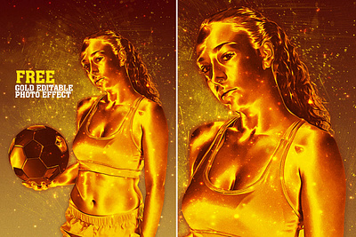 Free Gold Editable Photo Effect branding design effect free freefile illustration ink art modern photo effect photoshop photoshop action ui