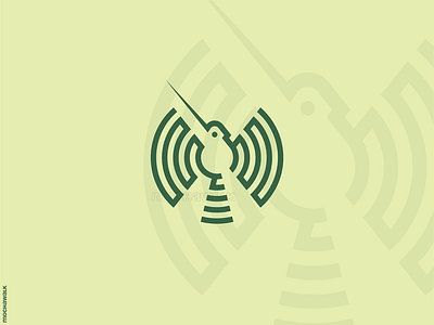 Hummingbird Wave Logo animal bird design fly hummingbird iconic lines logo logodesign logomark radio signal wave wings