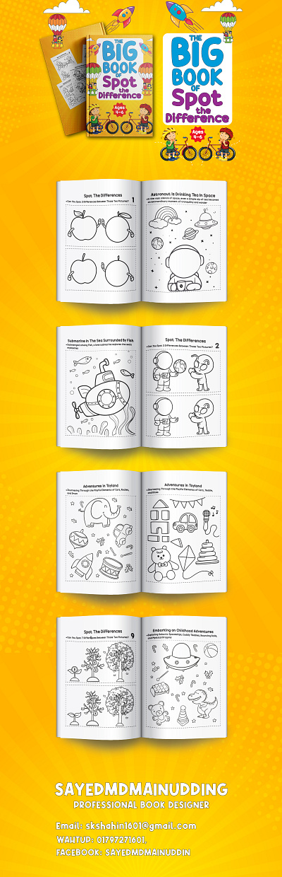 THE BIG BOOKS OF SPOT THE DIFFERENCE activity book book cover design graphic design illustration kids activity book kids book kids book cover kids coloring book kids cover design spot the difference