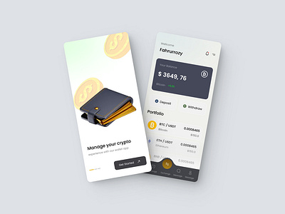 Wallet Mobile App app assistant bank banking binance bitcoin blockchain coin crypto crypto wallet cryptocyrrency defi finance fintech investment layout mobile payment token wallet
