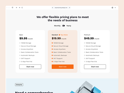 Pricing Section - Redesign landing page pricinge page ui