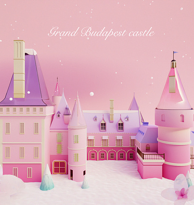 'The Grand Budapest Hotel' -like Castle illust & 3D 3d 3d motion 3dart architecture blender digital art illust