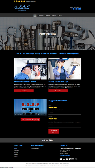 A.S.A.P Plumbing & Heating, Stony Point, website develop 3d animation branding build website design and develop figma full stack graphic design logo motion graphics shopify shopify store ui webdesign webdevelopment wix wordpress