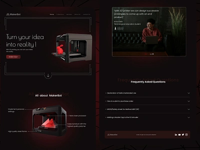 3D printer Landing page📌 3d printer landing page ui visual design web design