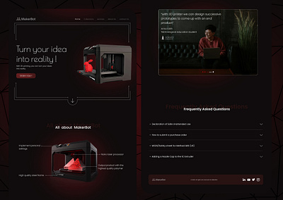 3D printer Landing page📌 3d printer landing page ui visual design web design