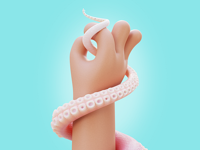 Tentacle Hand - 3d Illustration 3d graphic design illustration ui