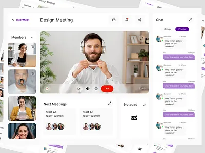 Video Conference Bento Grid Dashboard 3d animation branding graphic design logo motion graphics ui