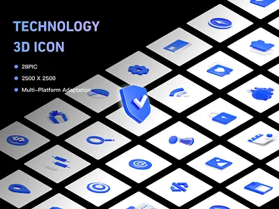 Technology 3D icons 3d logo ui