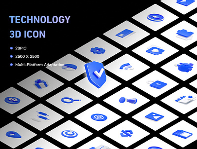 Technology 3D icons 3d logo ui