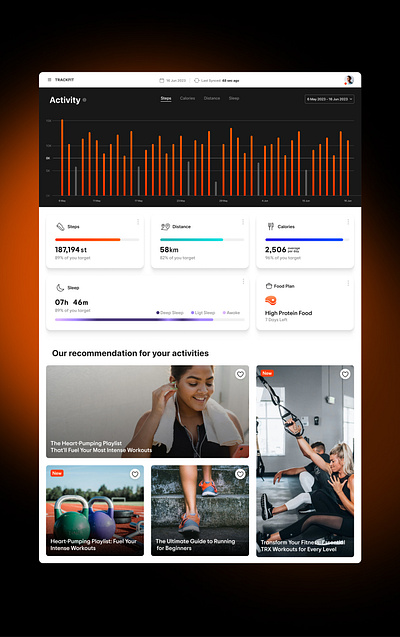 Personal Track Fitness Dashboard dashboard sport ui