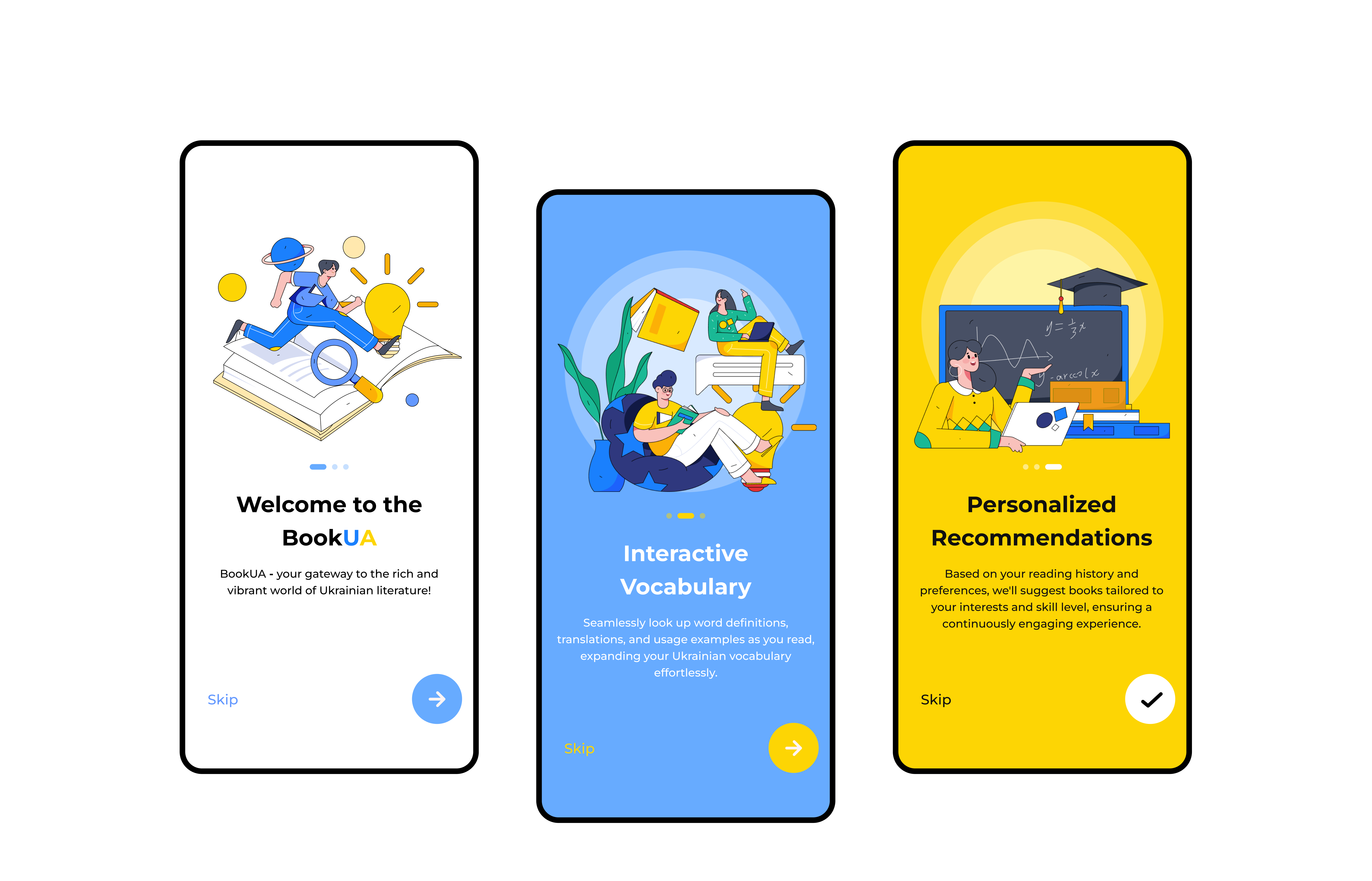 Onbarding | BookUA animation aplication mobile app onboarding ui