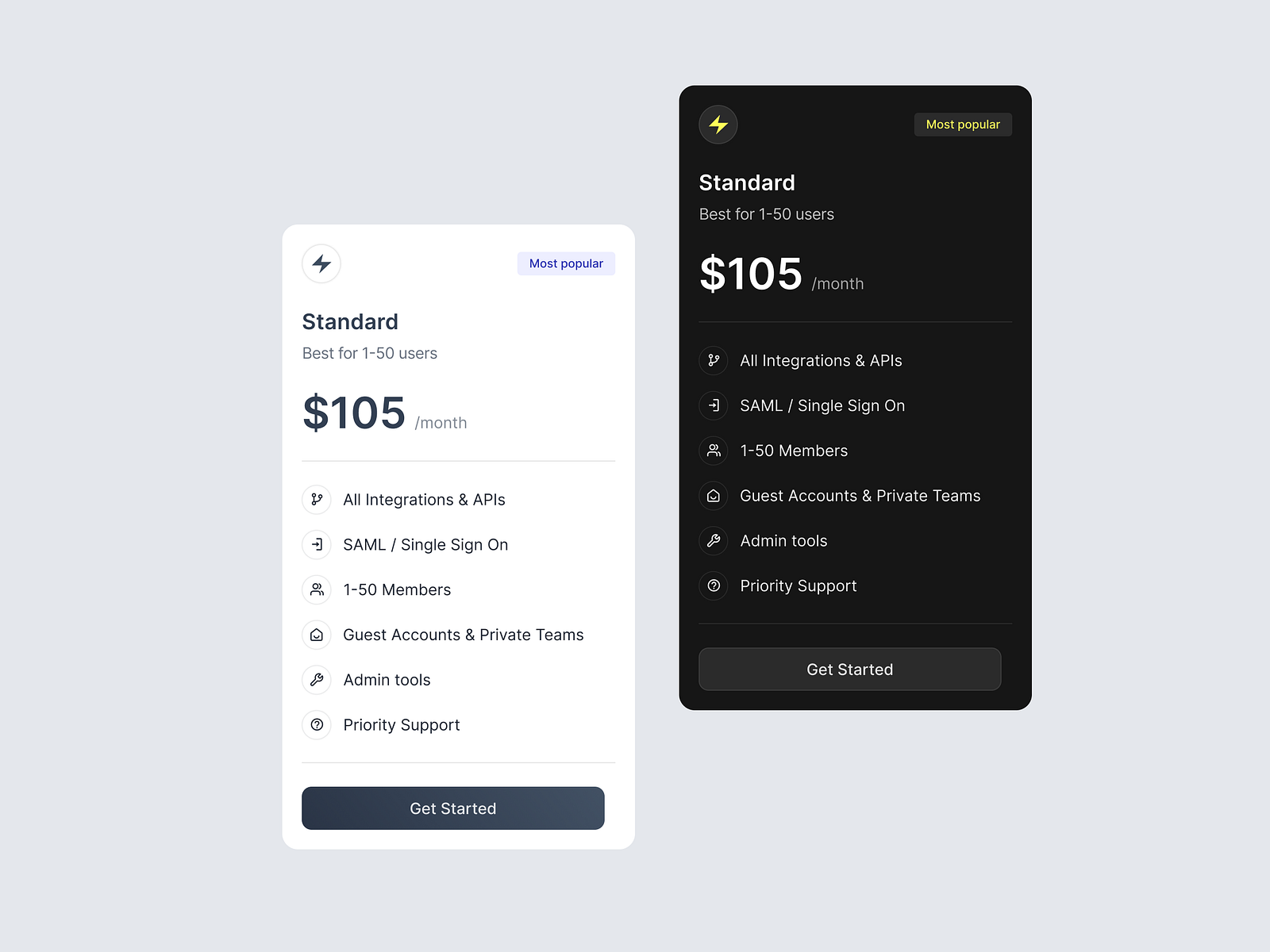 Mobile Pricing | Light & dark by SatyamG on Dribbble